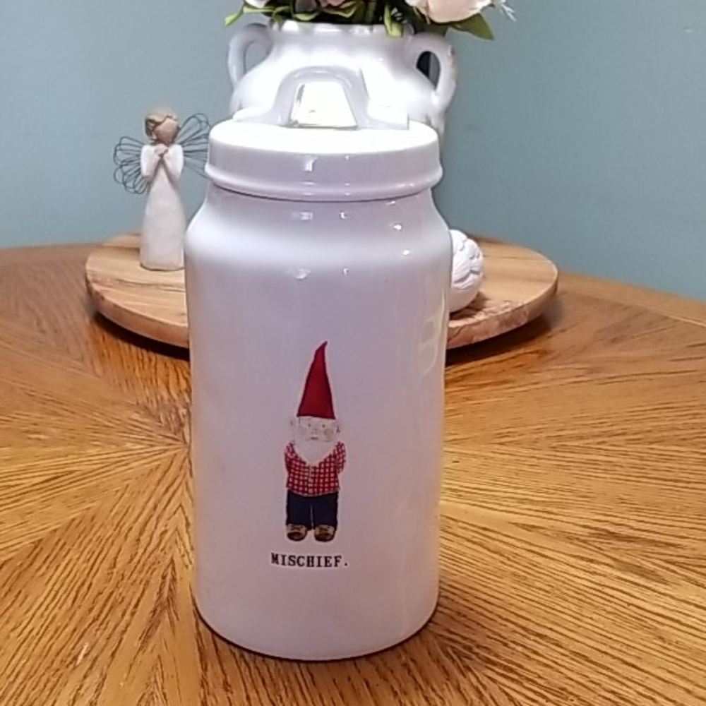 Rae Dunn Mischief Gnome Canister with lid